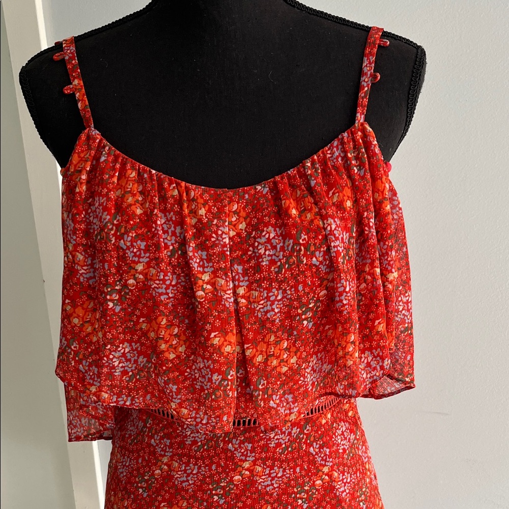 Rebecca Minkoff Red Floral Dress Sz 2 - Picture 3 of 5